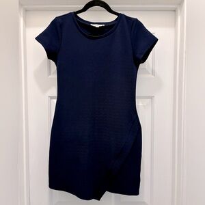 PINK ROSE Blue Shift Fitted Dress with Pleat